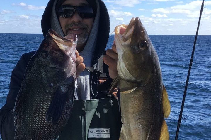 a person holding a fish on a boat in the water