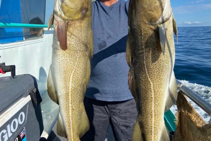 a person holding a fish