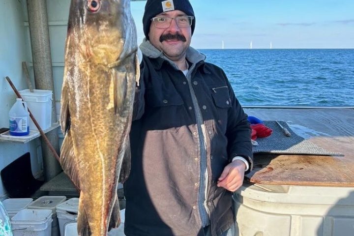 a man holding a fish in the water