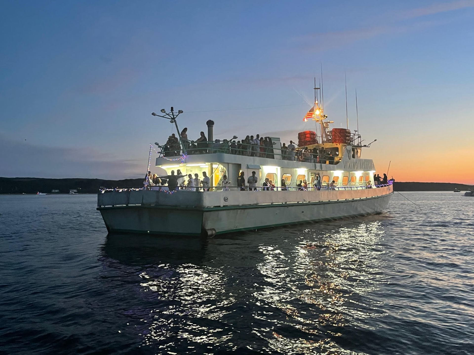 a small boat in a large body of water