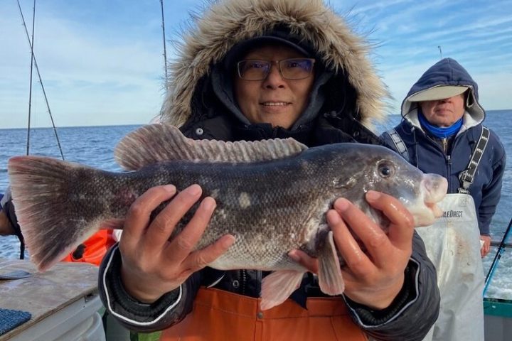 a person holding a fish