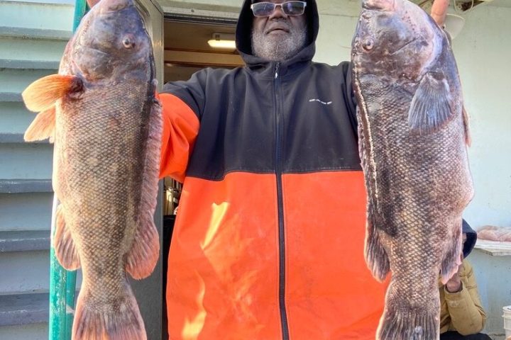 a man holding a fish