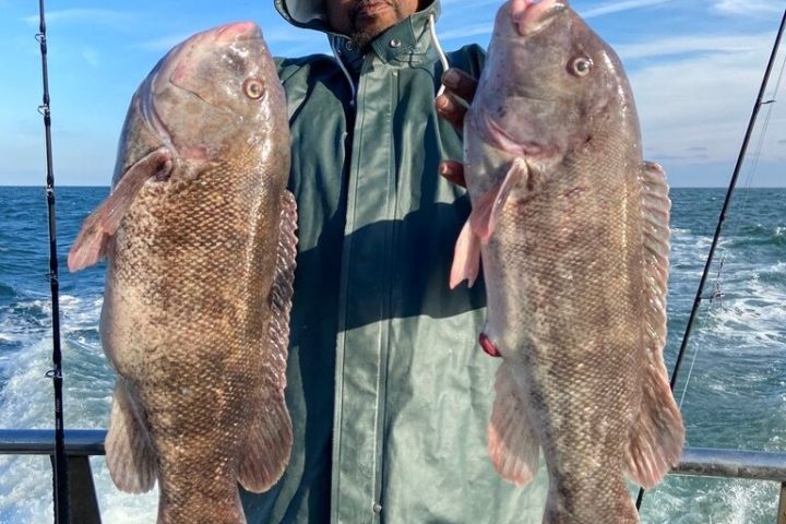 a person holding a fish