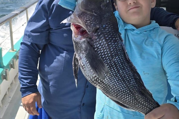 a person holding a fish