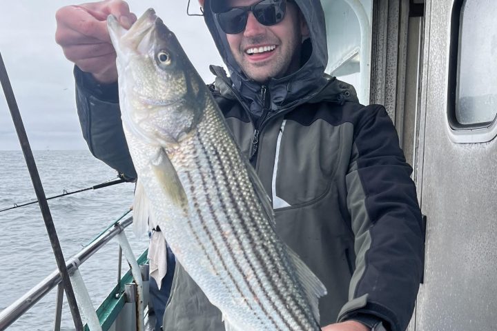 a person holding a fish